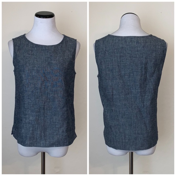 Eileen Fisher chambray hemp cotton tank top xs - Picture 3 of 7